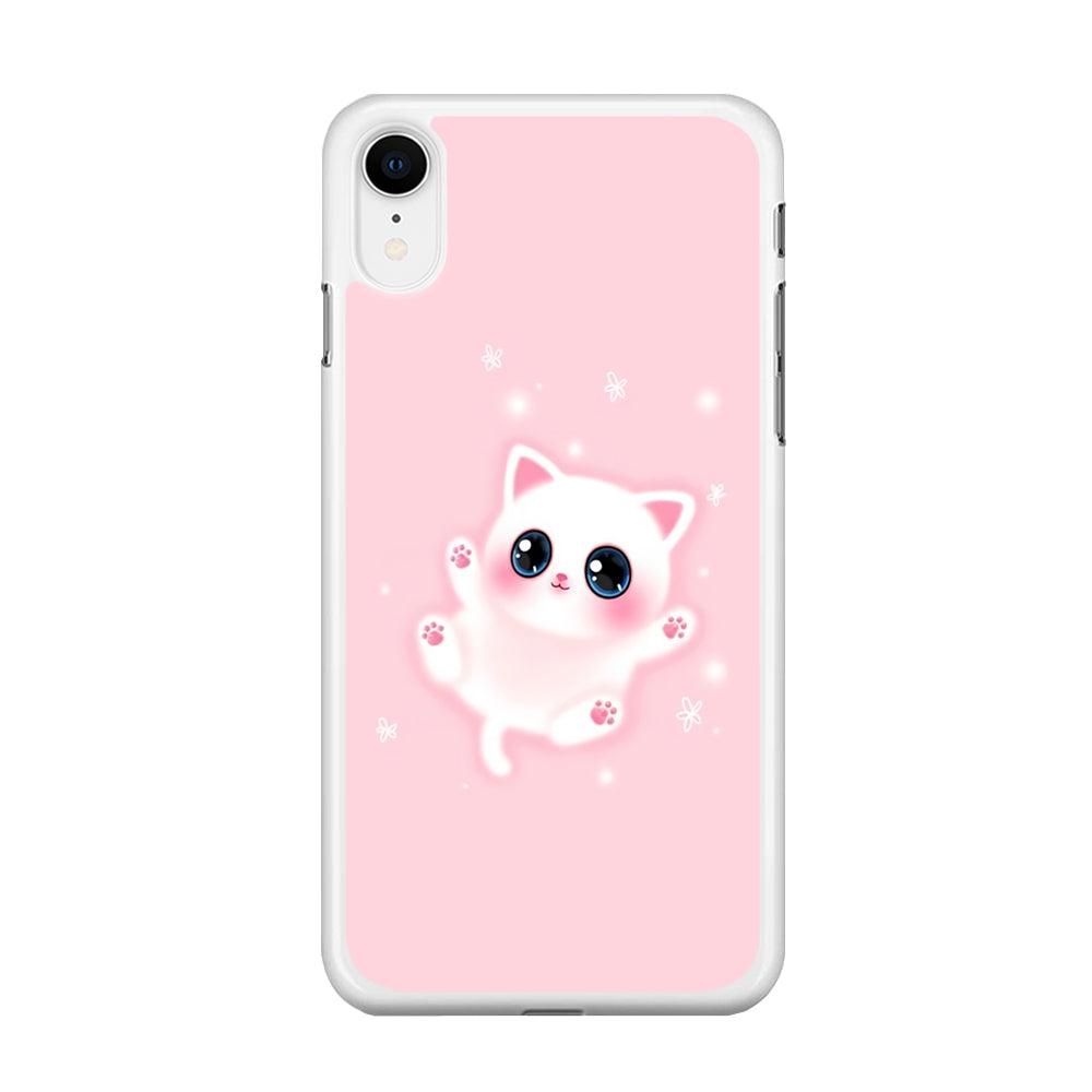 Cute White Kitten iPhone XR Case-Rubber / White (2D Case)-Xtracase