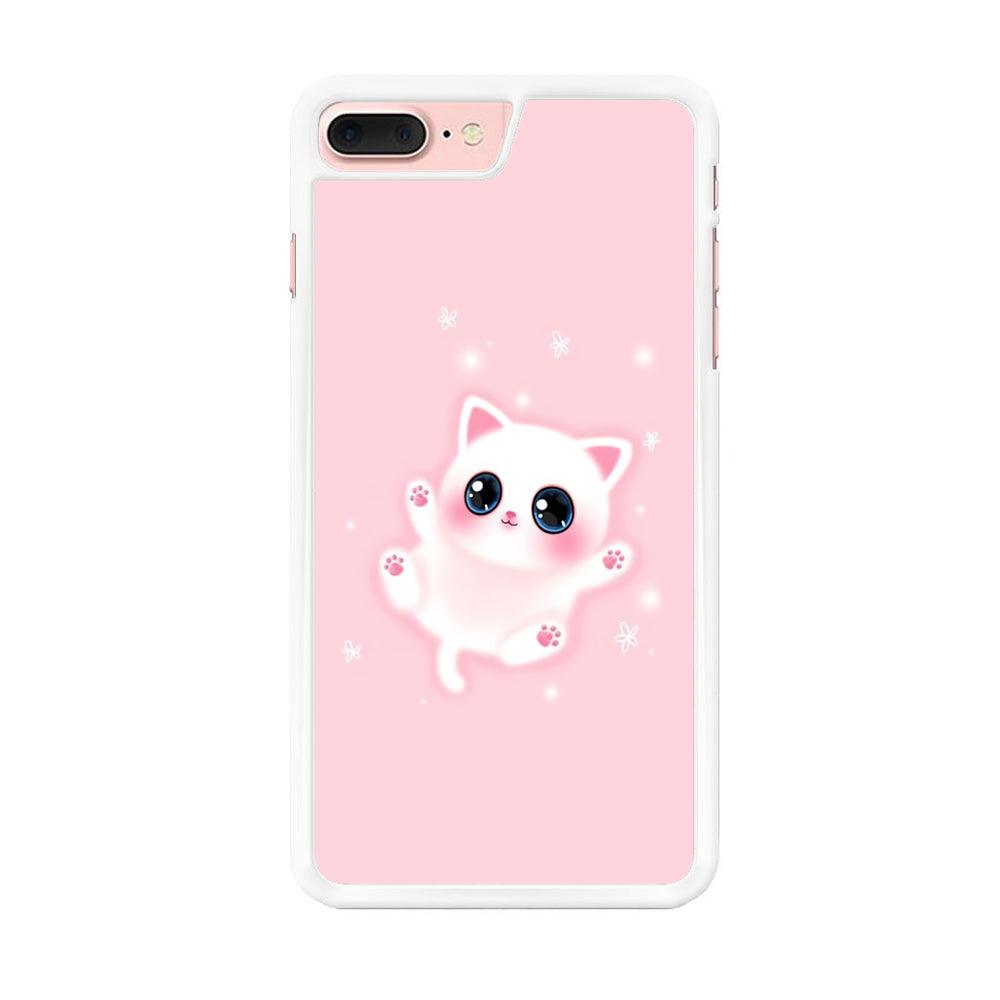 Cute White Kitten iPhone 7 Plus Case-Rubber / White (2D Case)-Xtracase
