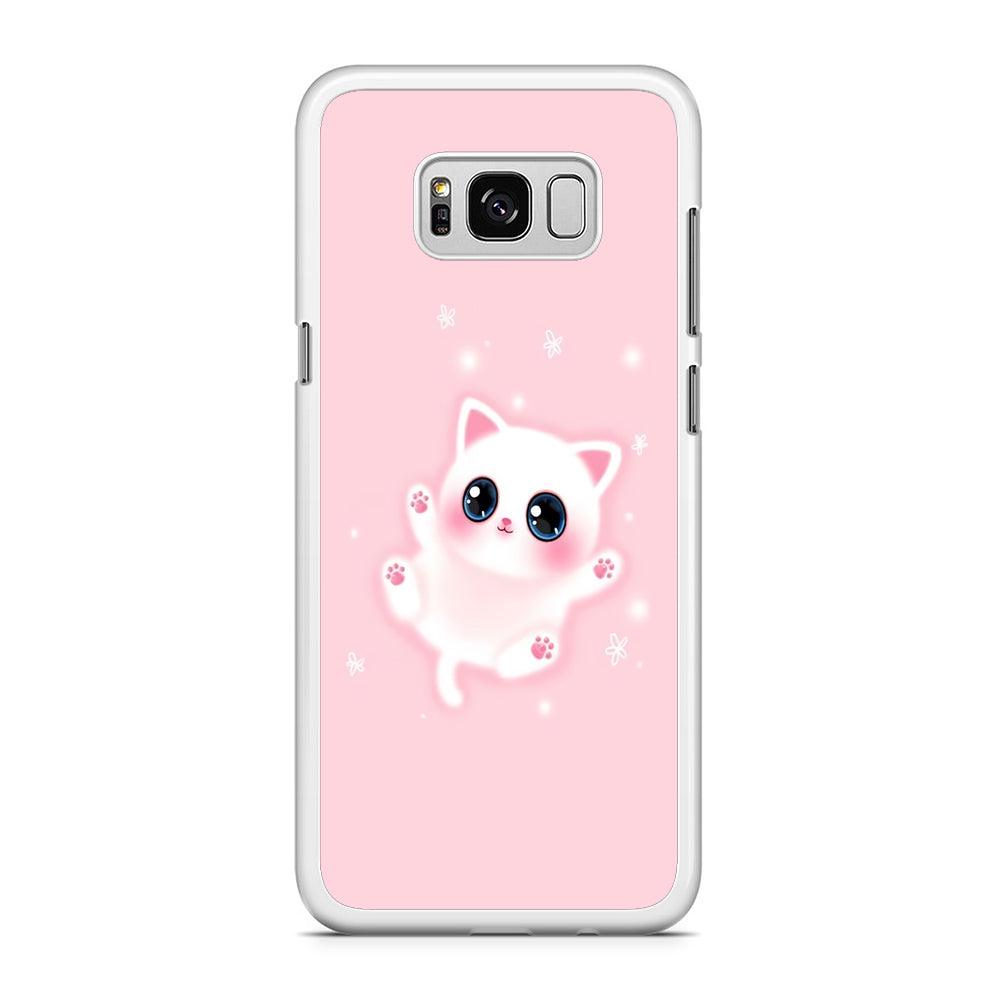 Cute White Kitten Samsung Galaxy S8 Case-Rubber / White (2D Case)-Xtracase