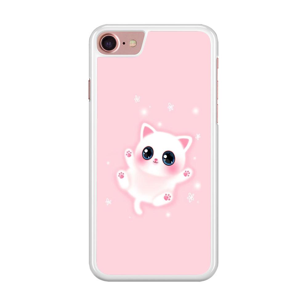 Cute White Kitten iPhone 8 Case-Rubber / White (2D Case)-Xtracase