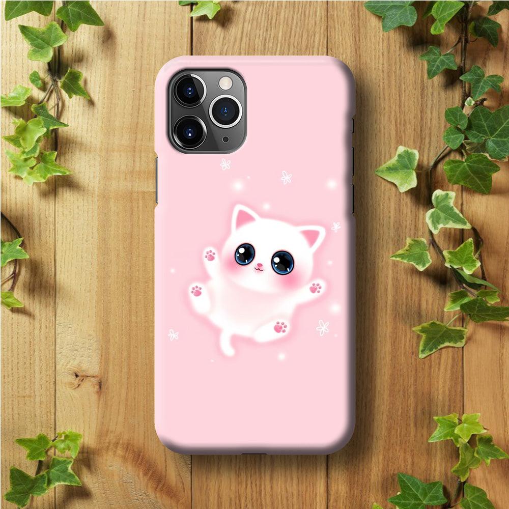 Cute White Kitten iPhone 11 Pro Max Case-Plastic / Full Wrap (3D Case)-Xtracase