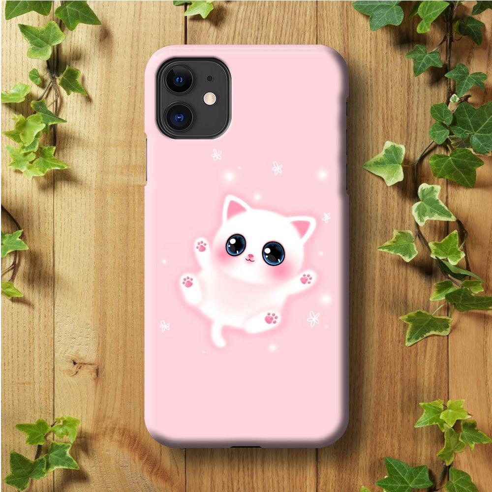 Cute White Kitten iPhone 11 Case-Plastic / Full Wrap (3D Case)-Xtracase