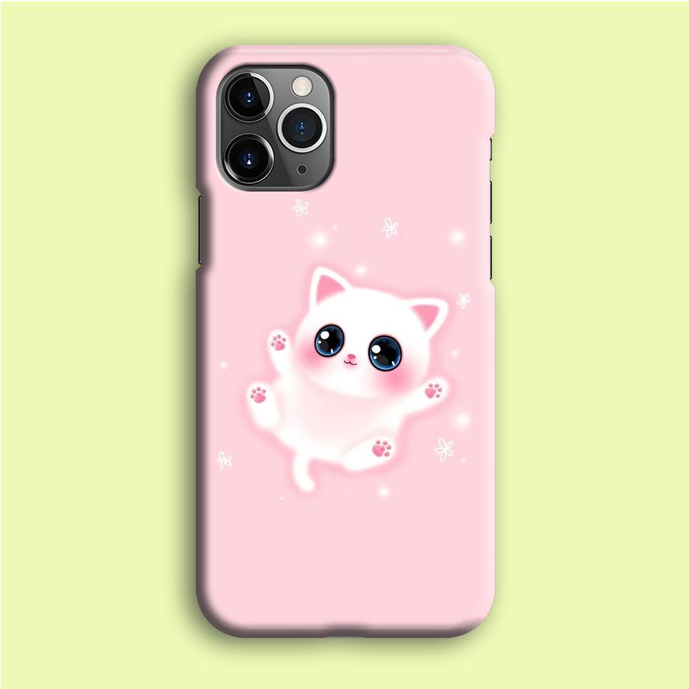 Cute White Kitten iPhone 12 Pro Case-Plastic / Full Wrap (3D Case)-Xtracase