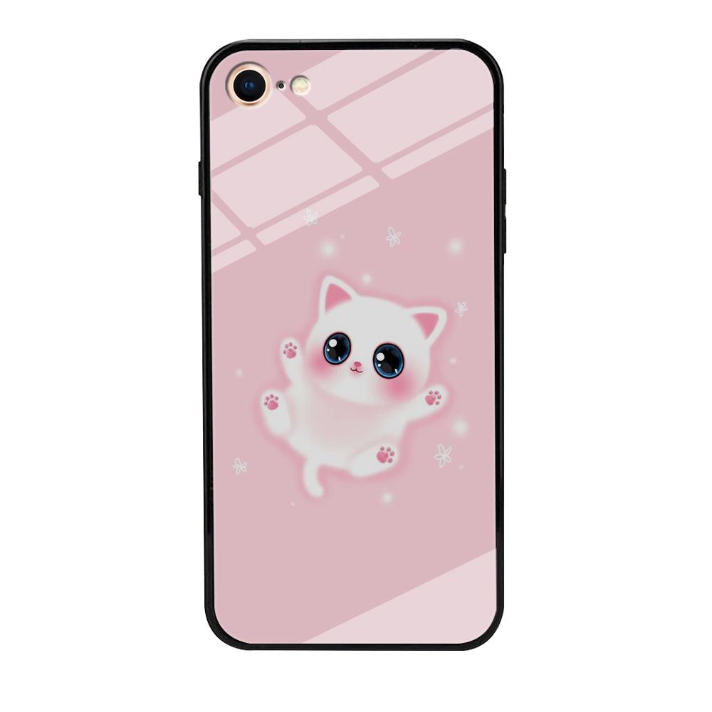 Cute White Kitten iPhone 8 Case-Tempered Glass Case-Xtracase
