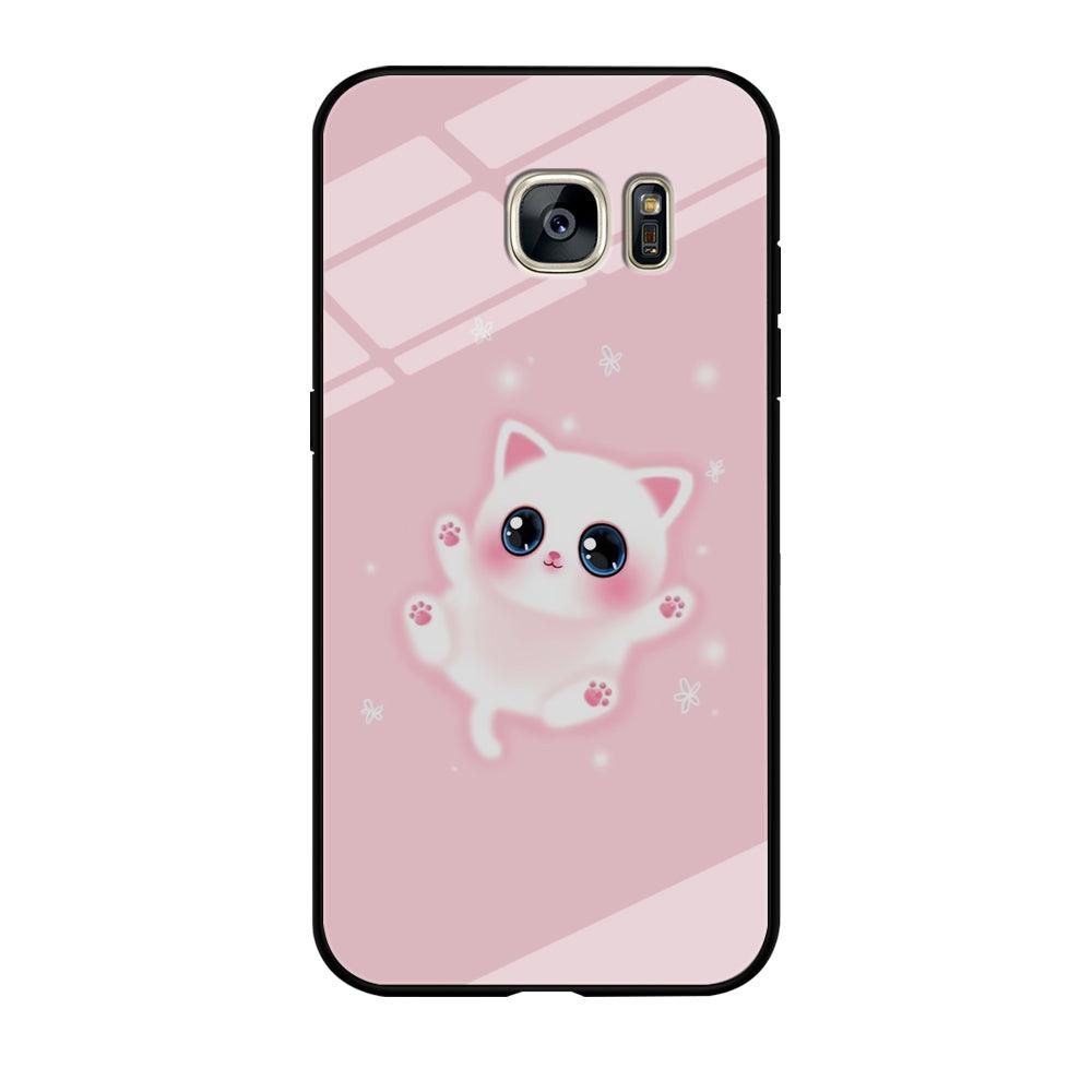 Cute White Kitten Samsung Galaxy S7 Edge Case-Tempered Glass Case-Xtracase