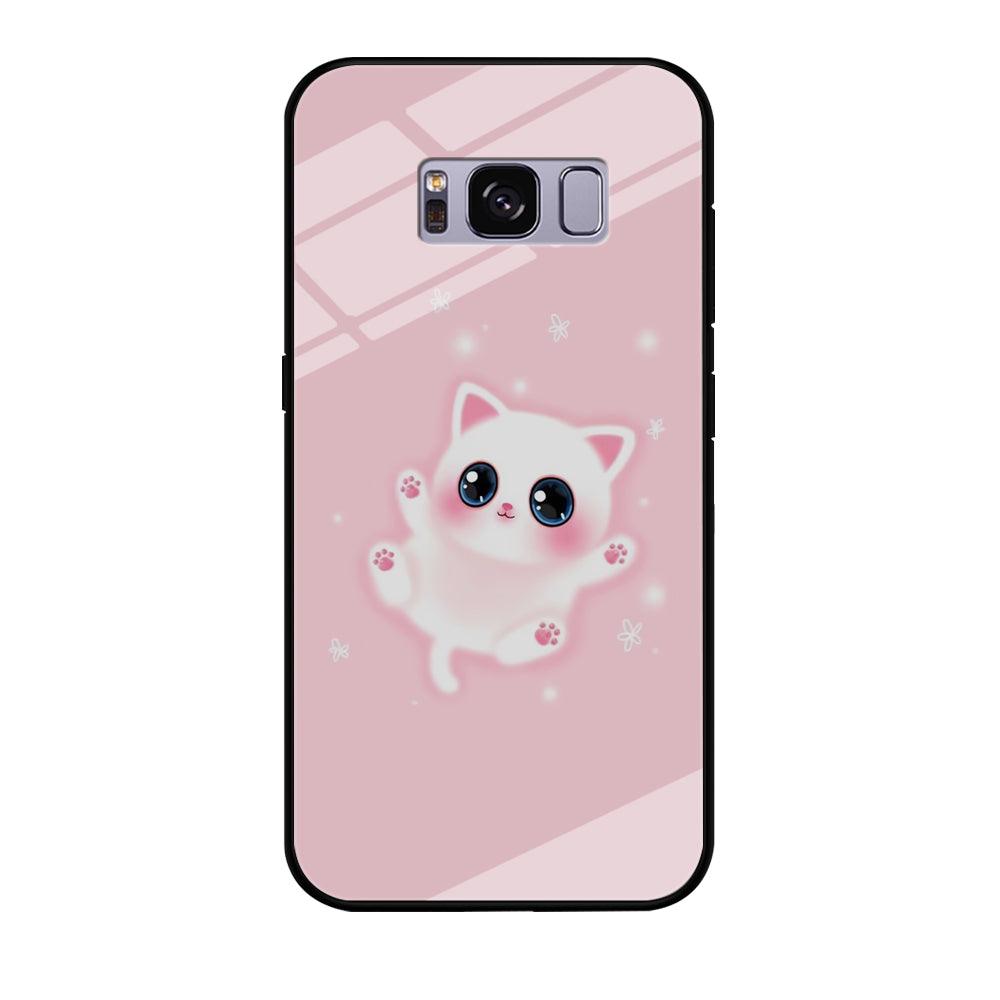 Cute White Kitten Samsung Galaxy S8 Case-Tempered Glass Case-Xtracase