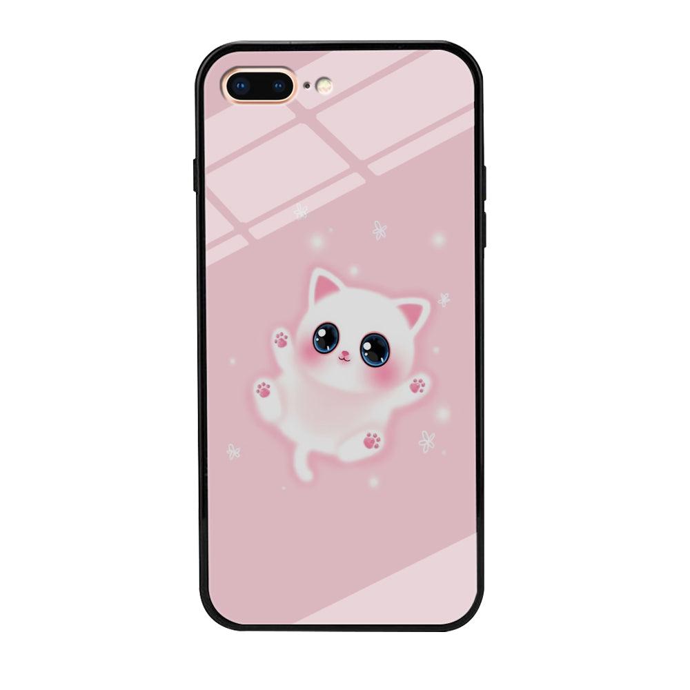 Cute White Kitten iPhone 7 Plus Case-Tempered Glass Case-Xtracase