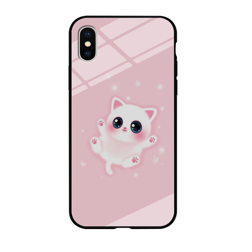 Cute White Kitten iPhone Xs Case-Tempered Glass Case-Xtracase