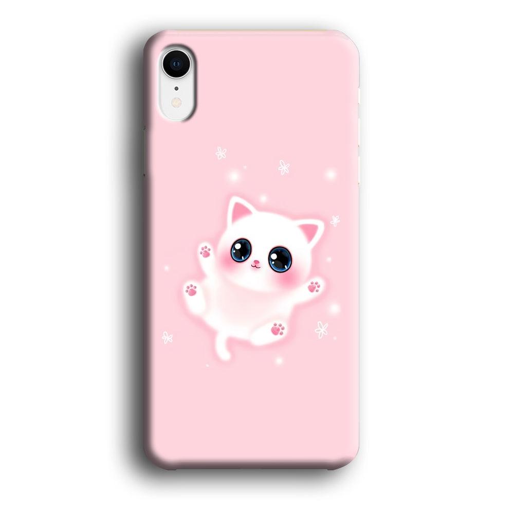 Cute White Kitten iPhone XR Case-Plastic / Full Wrap (3D Case)-Xtracase