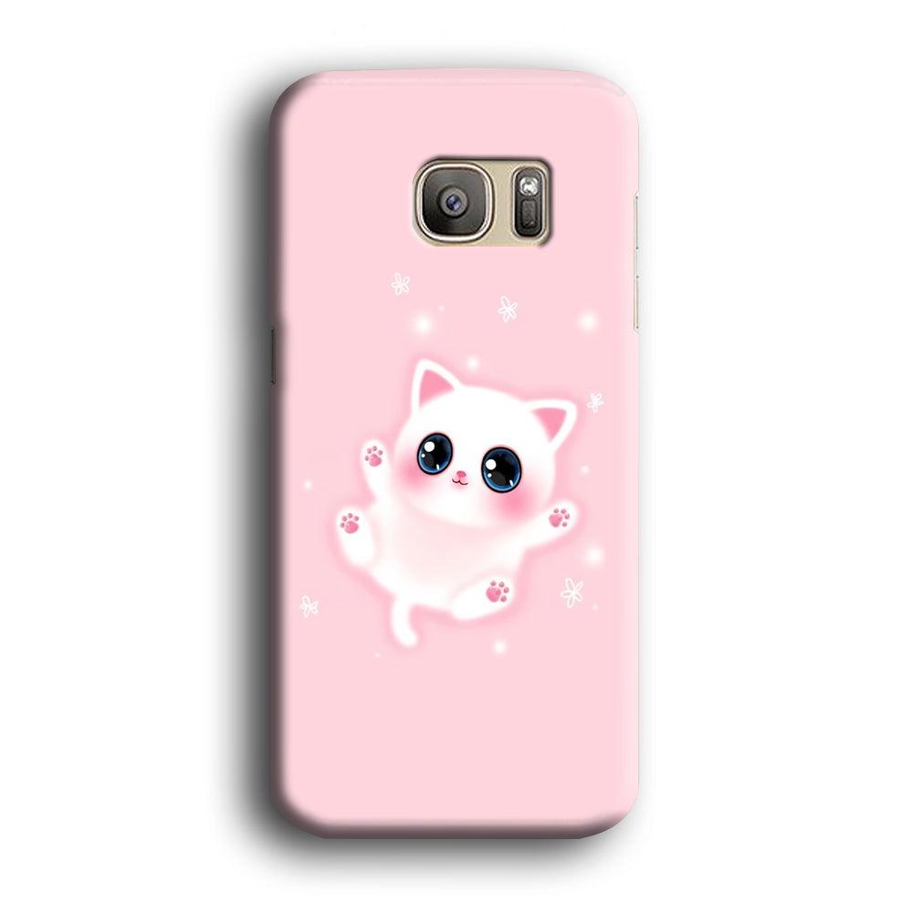 Cute White Kitten Samsung Galaxy S7 Edge Case-Plastic / Full Wrap (3D Case)-Xtracase
