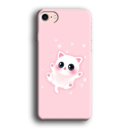 Cute White Kitten iPhone 8 Case-Plastic / Full Wrap (3D Case)-Xtracase