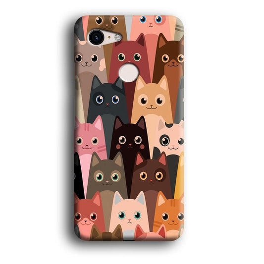 Cute Cat Doodle Google Pixel 3 3D Case-Xtracase