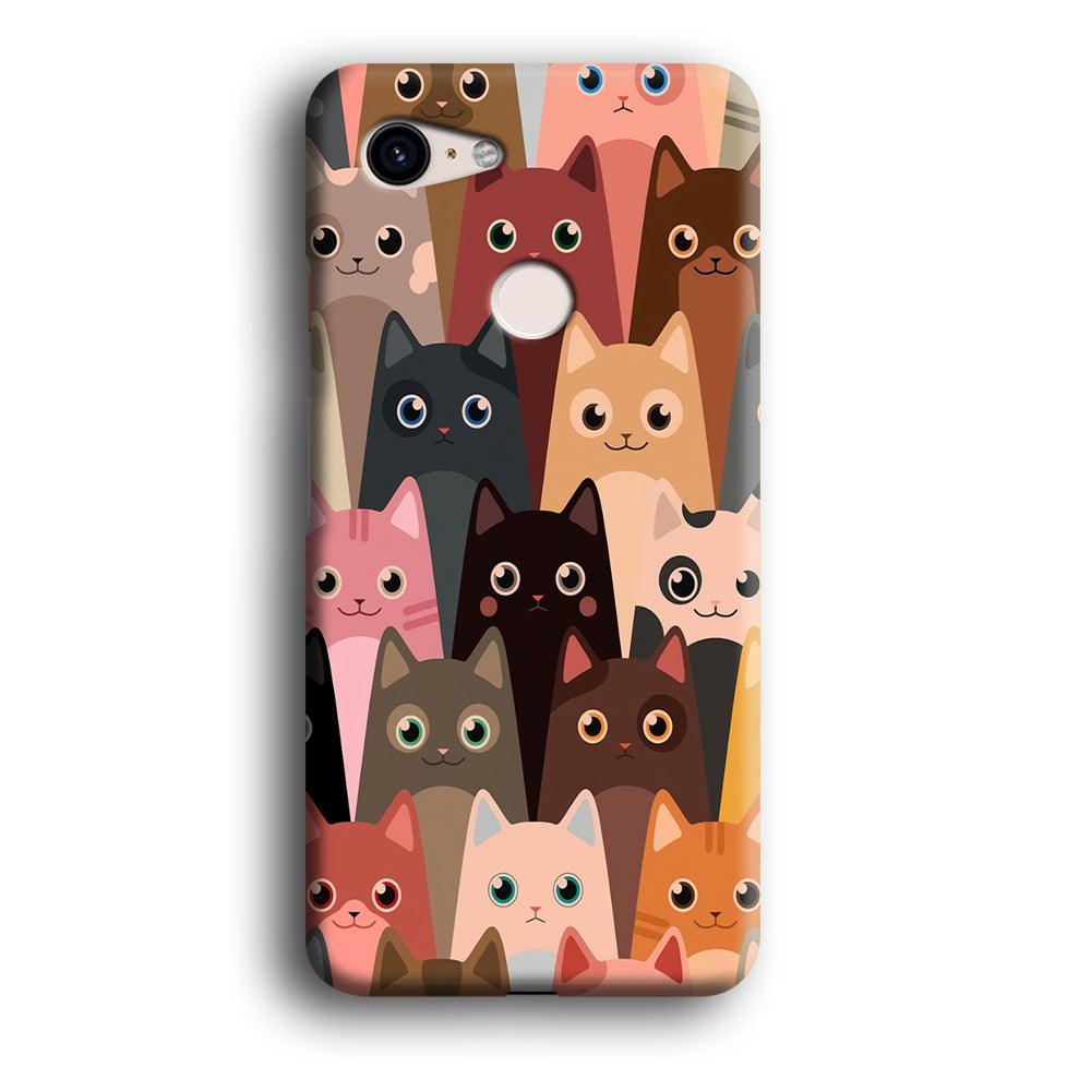 Cute Cat Doodle Google Pixel 3 XL 3D Case-Xtracase