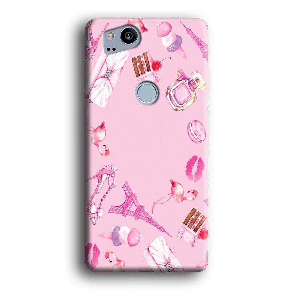 Cute Girly Pink Doodle Google Pixel 2 3D Case-Xtracase