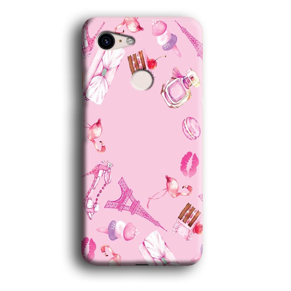 Cute Girly Pink Doodle Google Pixel 3 XL 3D Case-Xtracase