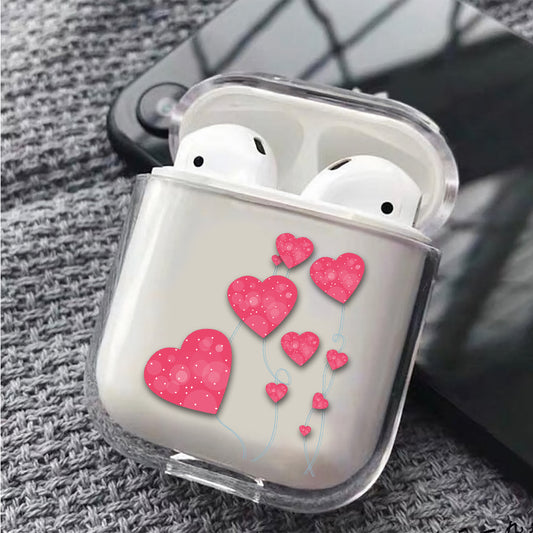 Cute Love balloon  Hard Plastic  Protective Clear Case Cover For Apple Airpods