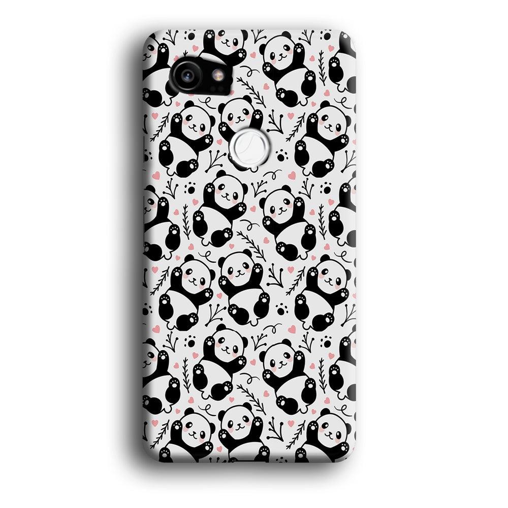 Cute Panda White Doodle Google Pixel 2 XL 3D Case-Xtracase