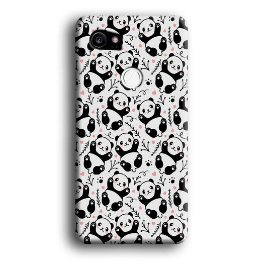 Cute Panda White Doodle Google Pixel 2 XL 3D Case-Xtracase