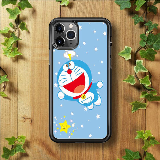 DM Doraemon fly between stars iPhone 11 Pro Case-Rubber / Black (2D Case)-Xtracase