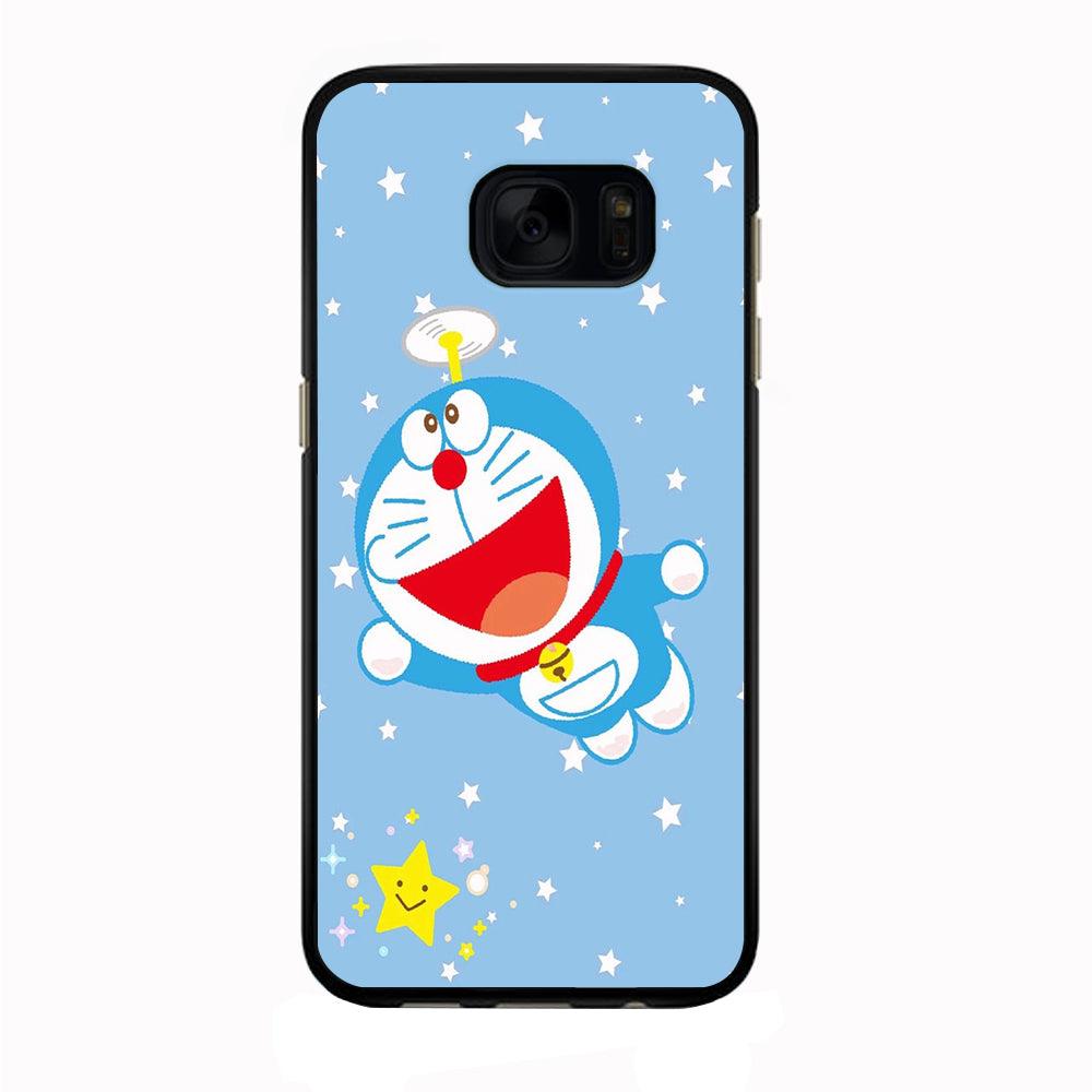 DM Doraemon fly between stars Samsung Galaxy S7 Edge Case-Rubber / Black (2D Case)-Xtracase