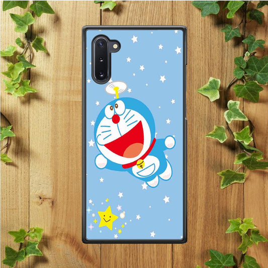 DM Doraemon fly between stars Samsung Galaxy Note 10 Case-Rubber / White (2D Case)-Xtracase