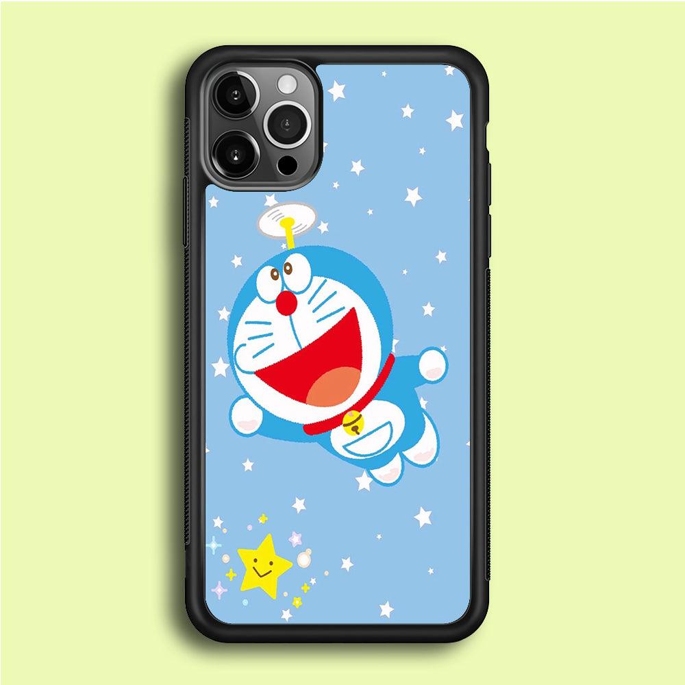 DM Doraemon fly between stars iPhone 12 Pro Case-Rubber / Black (2D Case)-Xtracase