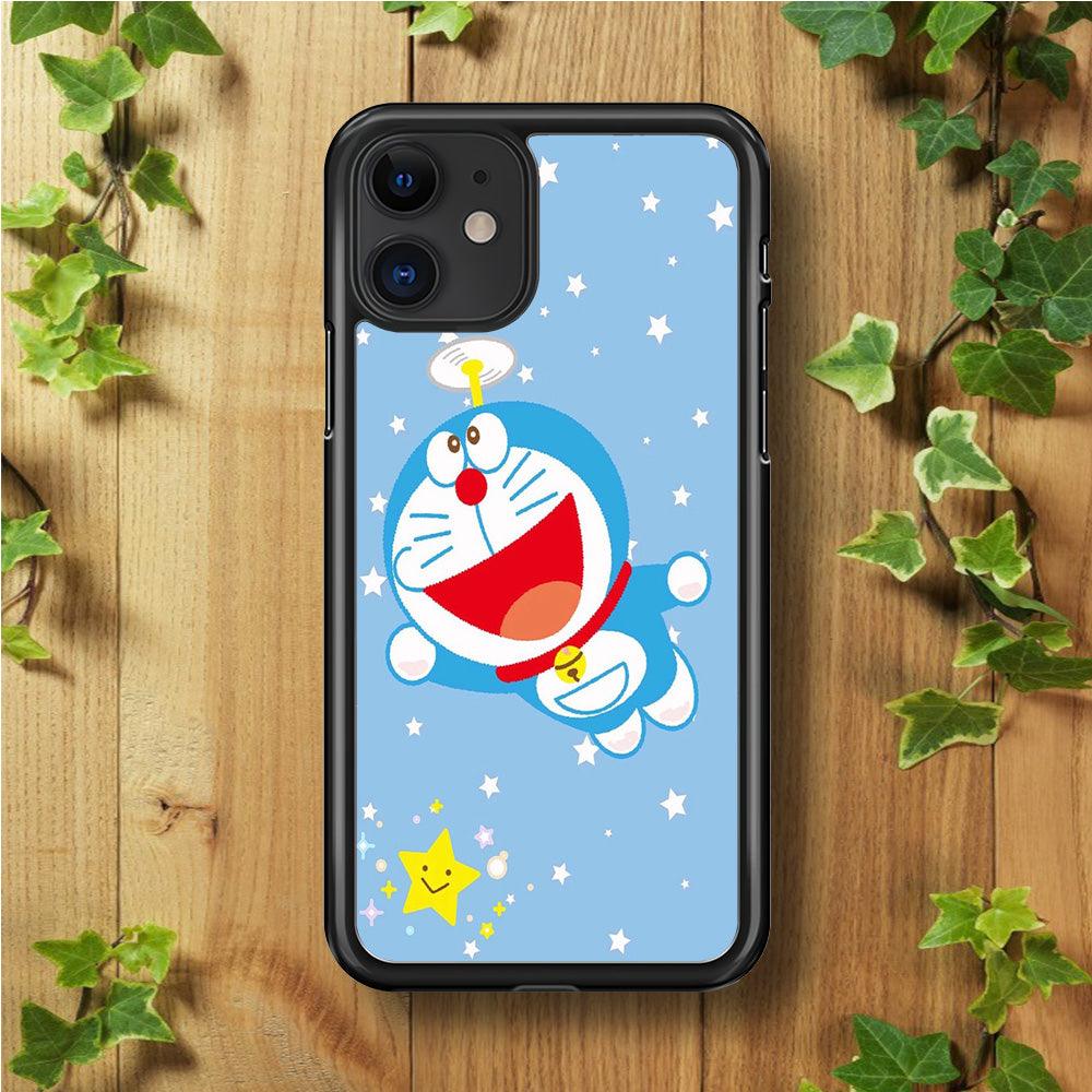 DM Doraemon fly between stars iPhone 11 Case-Rubber / Black (2D Case)-Xtracase