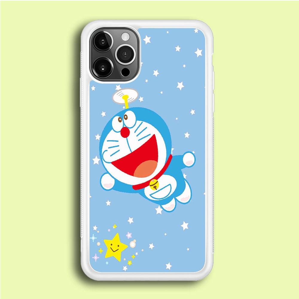 DM Doraemon fly between stars iPhone 12 Pro Case-Rubber / White (2D Case)-Xtracase