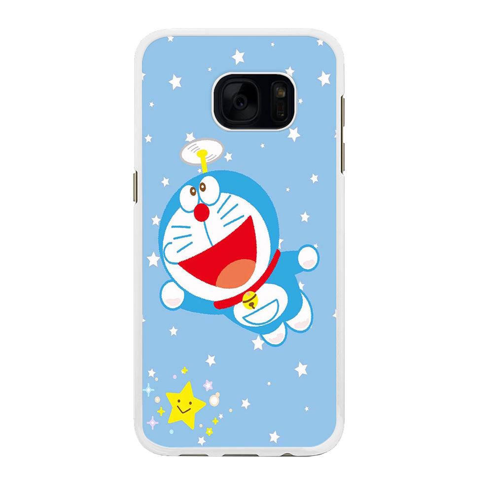 DM Doraemon fly between stars Samsung Galaxy S7 Edge Case-Rubber / White (2D Case)-Xtracase