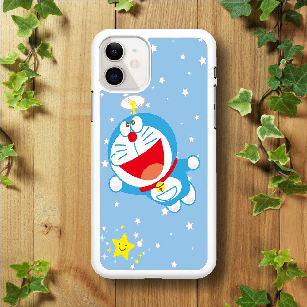 DM Doraemon fly between stars iPhone 11 Case-Rubber / White (2D Case)-Xtracase