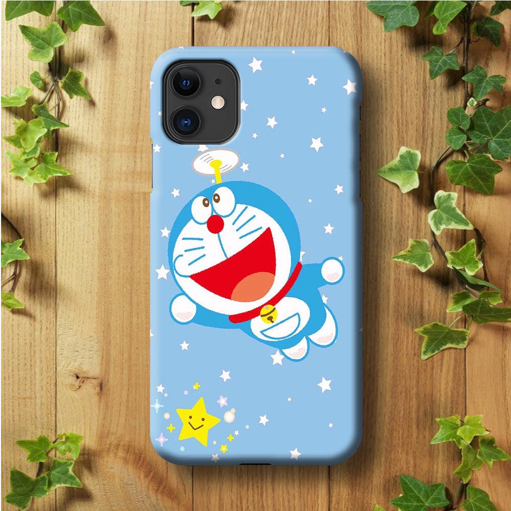DM Doraemon fly between stars iPhone 11 Case-Plastic / Full Wrap (3D Case)-Xtracase