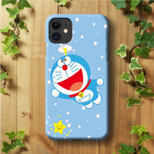 DM Doraemon fly between stars iPhone 11 Case-Plastic / Full Wrap (3D Case)-Xtracase