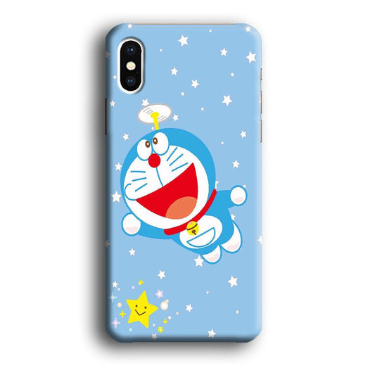 DM Doraemon fly between stars iPhone X Case-Plastic / Full Wrap (3D Case)-Xtracase