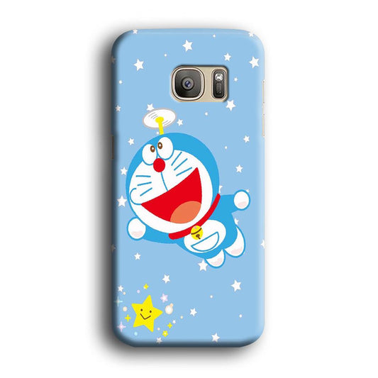 DM Doraemon fly between stars Samsung Galaxy S7 Edge Case-Plastic / Full Wrap (3D Case)-Xtracase