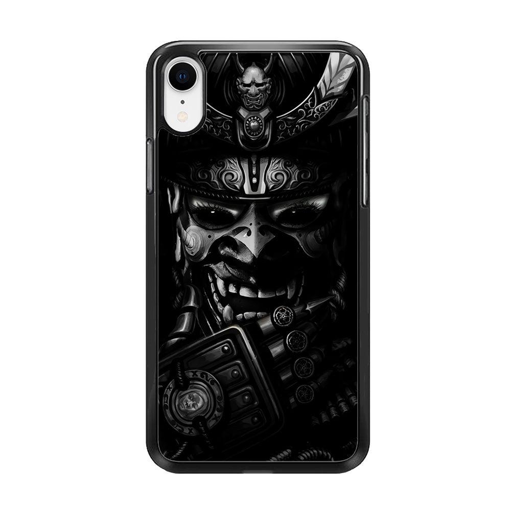 Dark Samurai Smile Mask iPhone XR Case-Rubber / Black (2D Case)-Xtracase