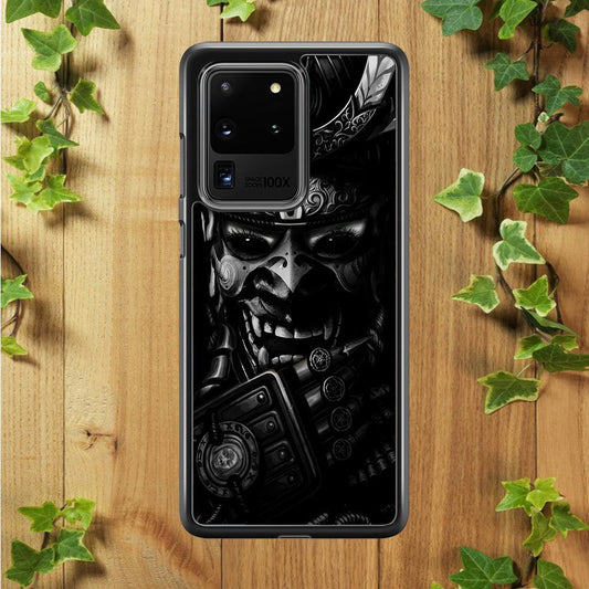 Dark Samurai Smile Mask Samsung Galaxy S20 Ultra Case-Rubber / Black (2D Case)-Xtracase