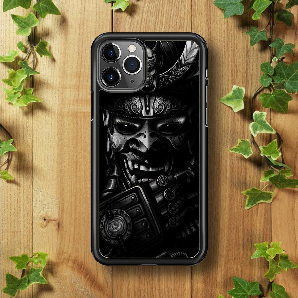Dark Samurai Smile Mask iPhone 11 Pro Max Case-Rubber / Black (2D Case)-Xtracase