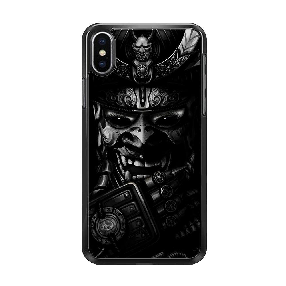 Dark Samurai Smile Mask iPhone X Case-Rubber / Black (2D Case)-Xtracase