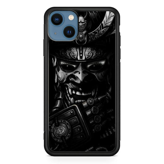 Dark Samurai Smile Mask iPhone 13 Mini Case-Rubber / Black (2D Case)-Xtracase