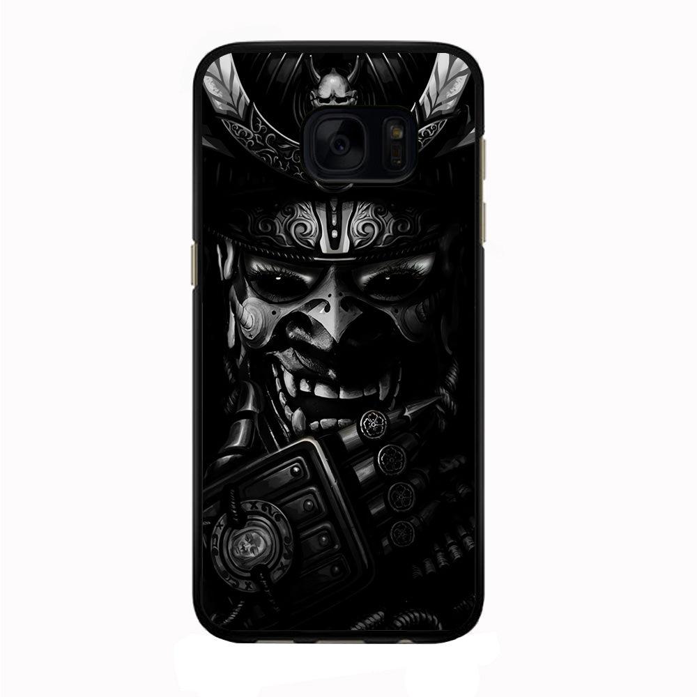Dark Samurai Smile Mask Samsung Galaxy S7 Edge Case-Rubber / Black (2D Case)-Xtracase