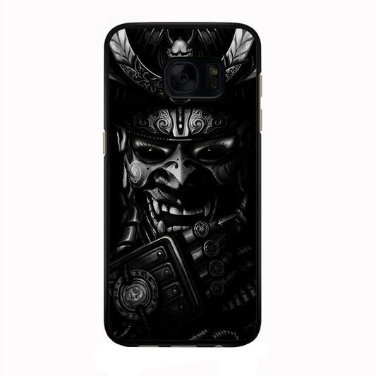 Dark Samurai Smile Mask Samsung Galaxy S7 Case-Rubber / Black (2D Case)-Xtracase