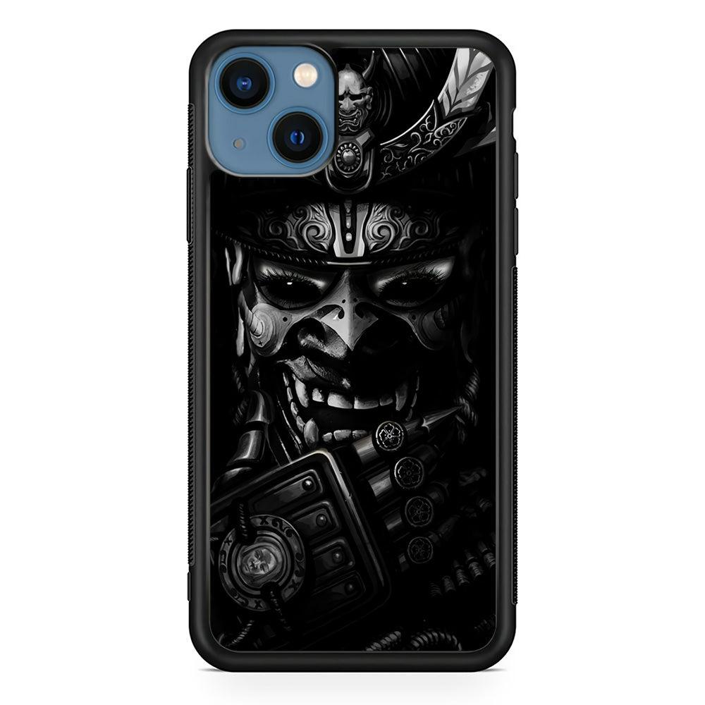Dark Samurai Smile Mask iPhone 13 Pro Case-Rubber / Black (2D Case)-Xtracase