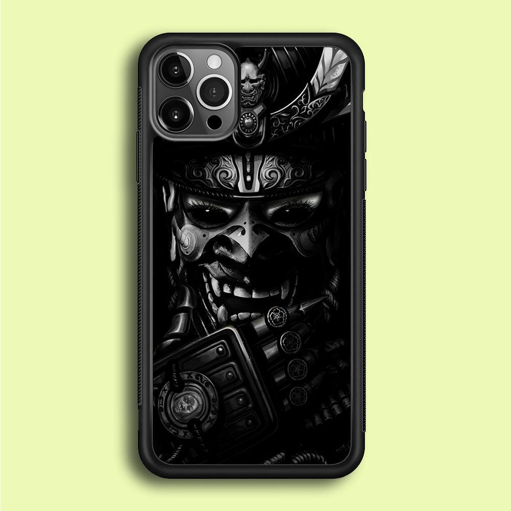 Dark Samurai Smile Mask iPhone 12 Pro Max Case-Rubber / Black (2D Case)-Xtracase