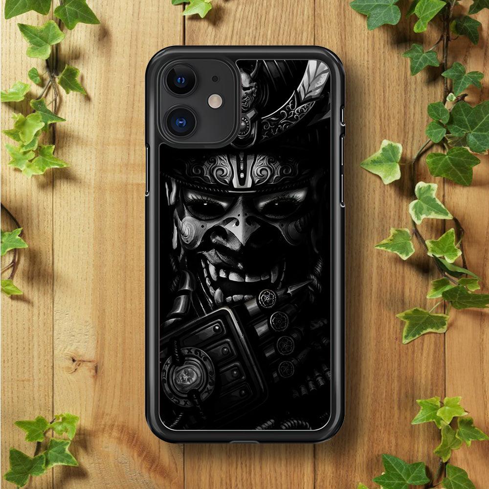 Dark Samurai Smile Mask iPhone 11 Case-Rubber / Black (2D Case)-Xtracase