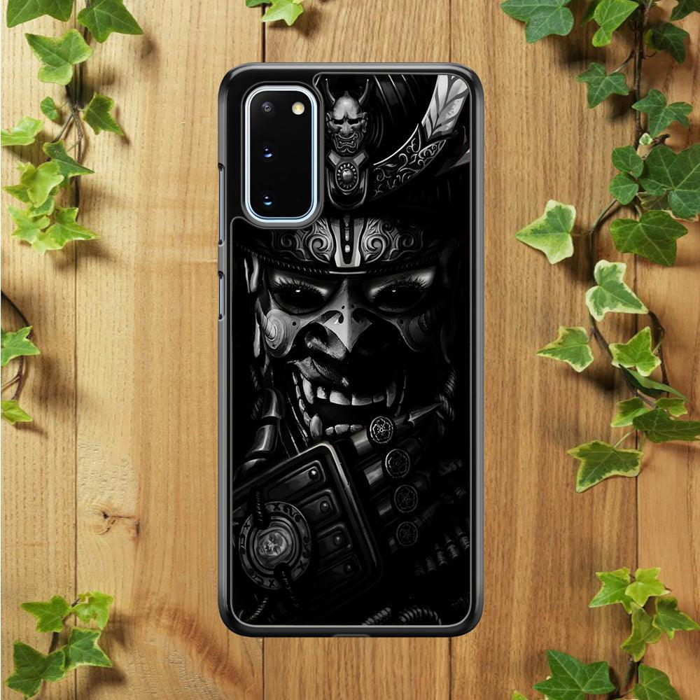 Dark Samurai Smile Mask Samsung Galaxy S20 Case-Rubber / Black (2D Case)-Xtracase