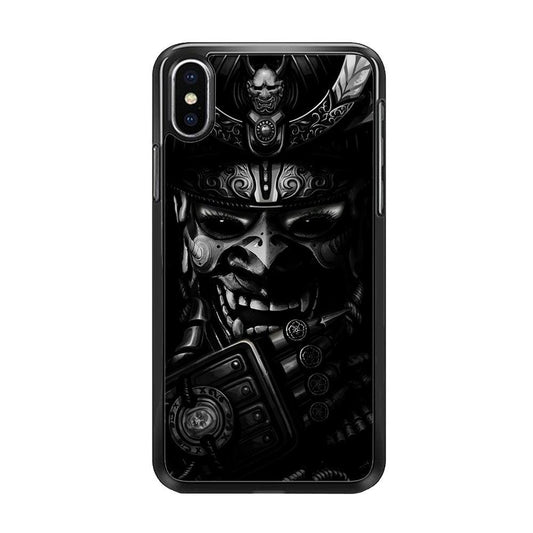 Dark Samurai Smile Mask iPhone Xs Max Case-Rubber / Black (2D Case)-Xtracase