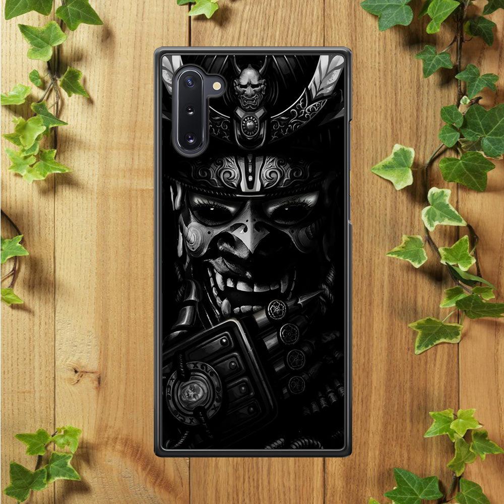 Dark Samurai Smile Mask Samsung Galaxy Note 10 Case-Rubber / Black (2D Case)-Xtracase