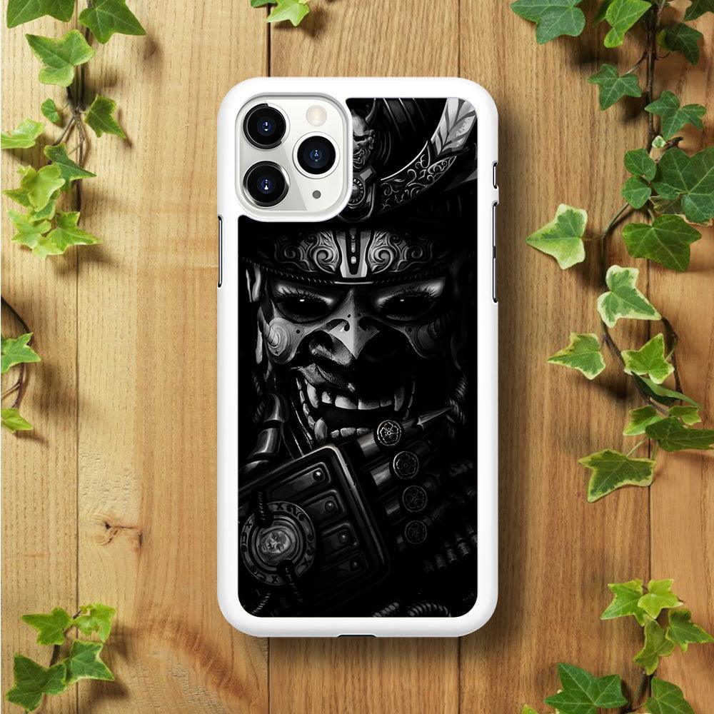 Dark Samurai Smile Mask iPhone 11 Pro Max Case-Rubber / White (2D Case)-Xtracase