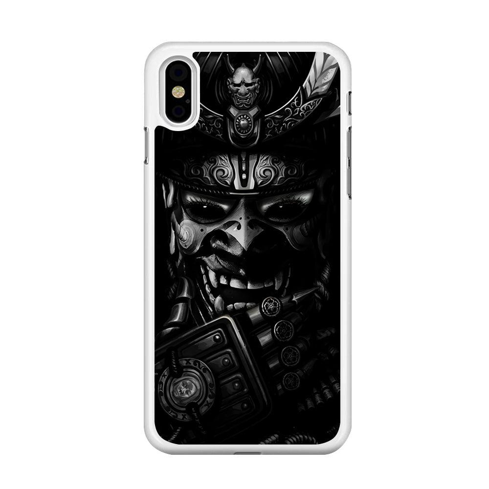 Dark Samurai Smile Mask iPhone Xs Max Case-Rubber / White (2D Case)-Xtracase