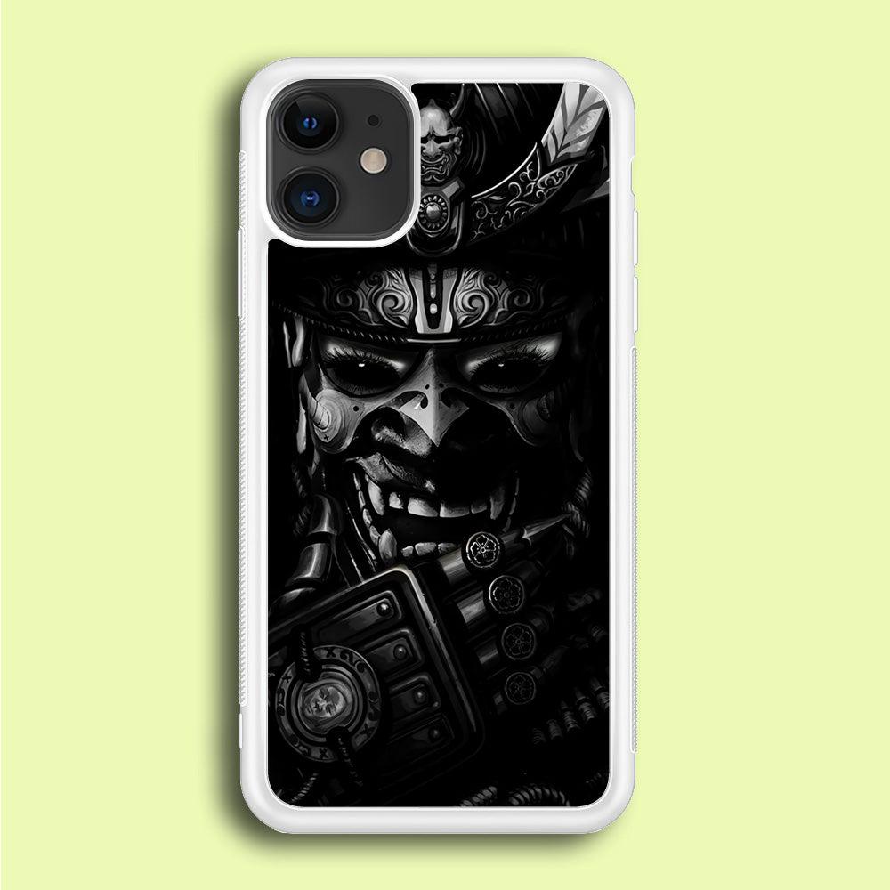 Dark Samurai Smile Mask iPhone 12 Mini Case-Rubber / White (2D Case)-Xtracase